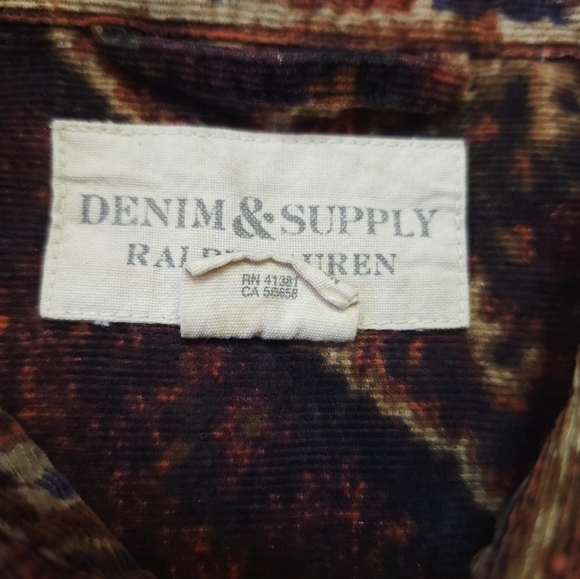 Ralph Lauren Denim Supply Mens Aztec Corduroy Button Down Shirt Size L Pearl Sna - Picture 4 of 7